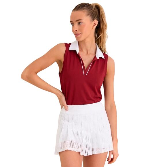 Tuckernuck Tops - Tuckernuck Red Sleeveless Performance Jersey Caroline Polo Top XXL Golf Tnuck